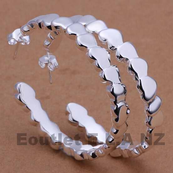 41mm DIAMETER HEARTS SILVER HOOP EARRINGS